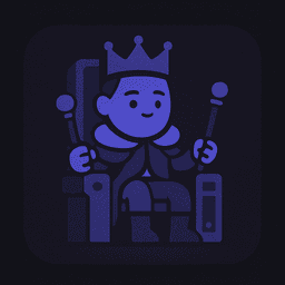 Sovereign with crown on computer parts throne